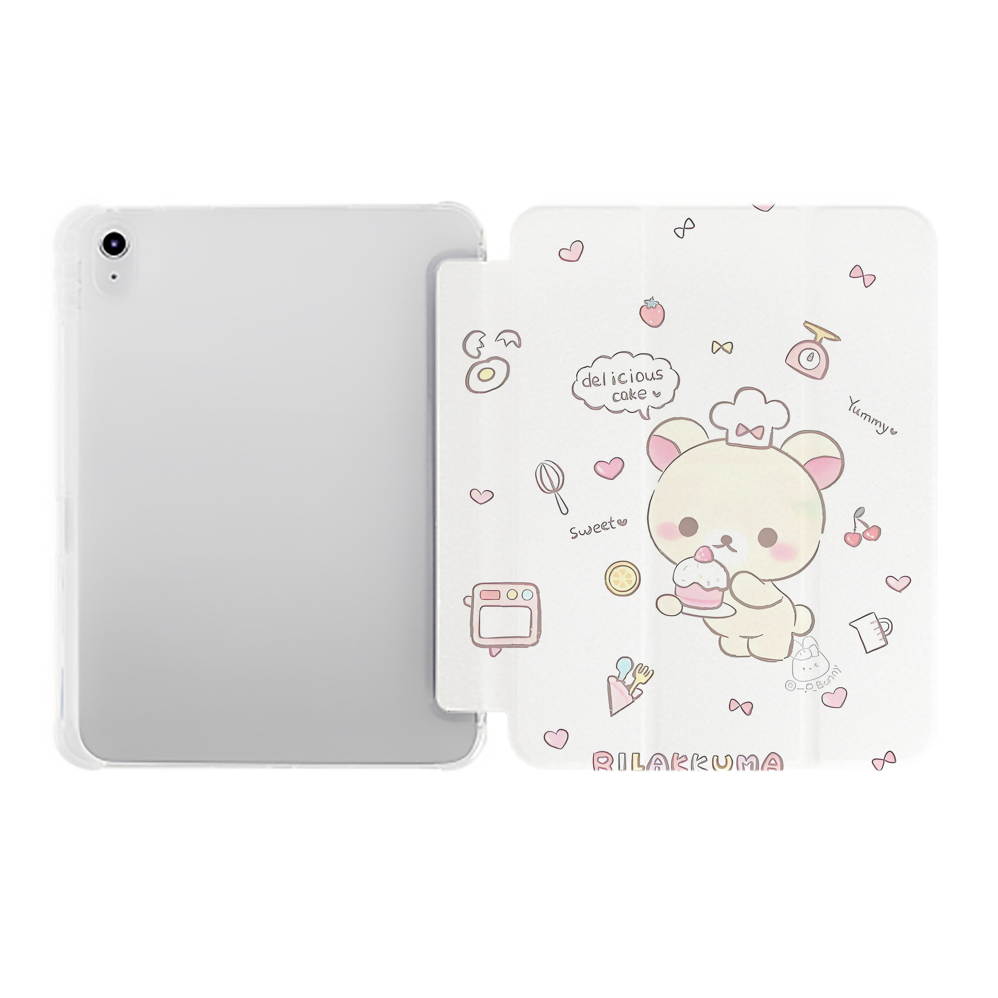 （画像用） リラックマ リラックマ キイロイトリ Rilakkuma Korilakkuma Kiiroitori IPad ケース ペン収納付き 三つ折りスタンド PUレザー×シリコン 対応機種9.5/10.5/10.9インチ